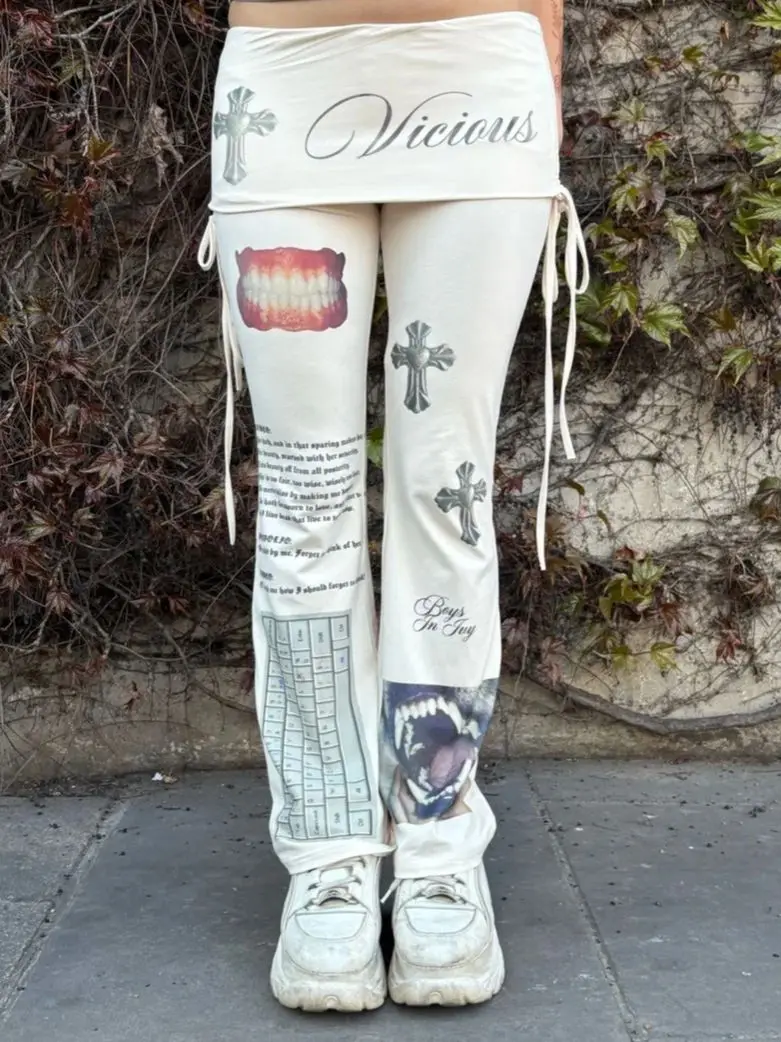 

Универсальные повседневные брюки в стиле Y2k, облегающие брюки в стиле панк, хип-хоп, рок, хараджуку, женские повседневные брюки, новая субкультура, готика, винтаж