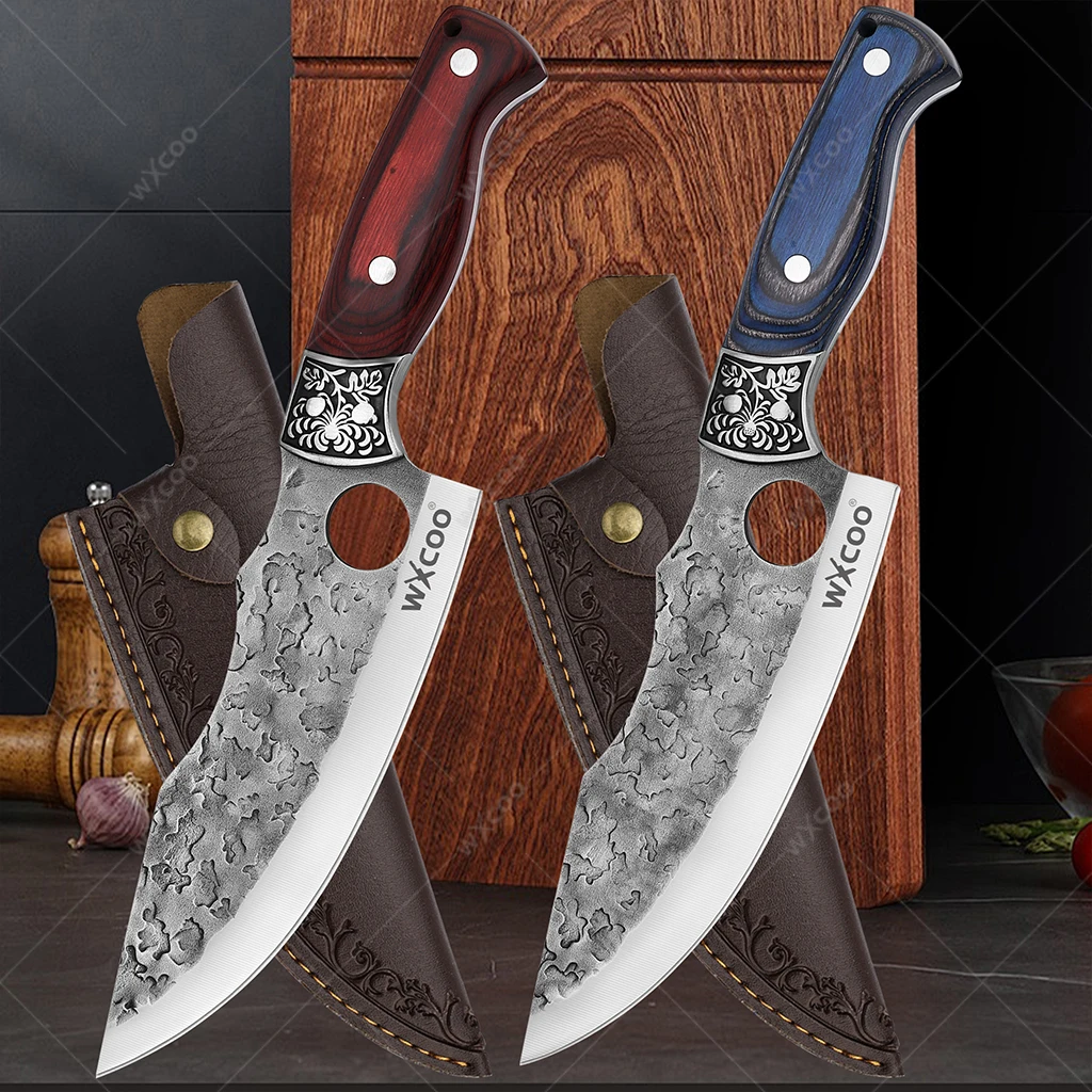 Wood Handle Kitchen Chef Knife Forged Meat Cleaver Slicing Butcher Boning Knife Fish Vegetable Barbecue Cutting Cooking Tools