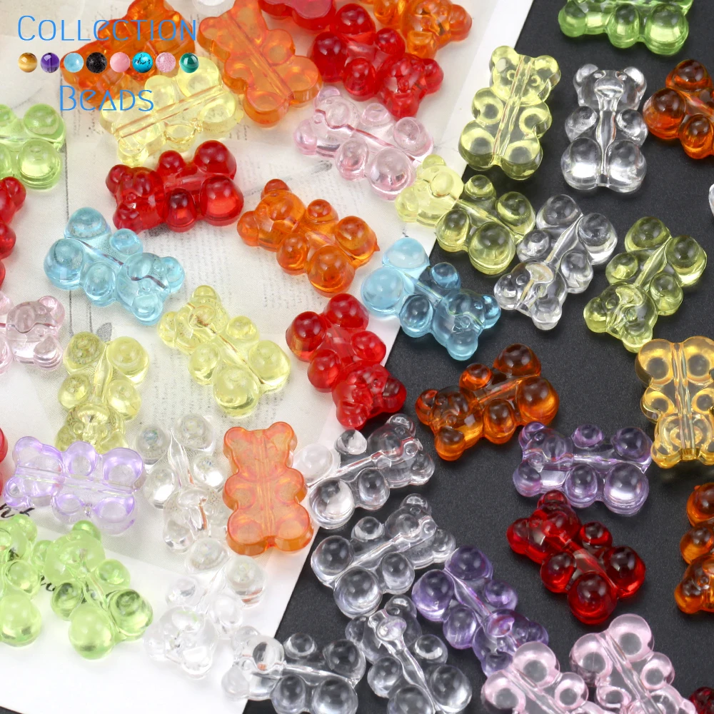 10pcs 12x18mm Colorful Acrylic Transparent Small Bear Shape ​Beads For Jewelry Making Supplies Handmade DIY Necklace Bracelets