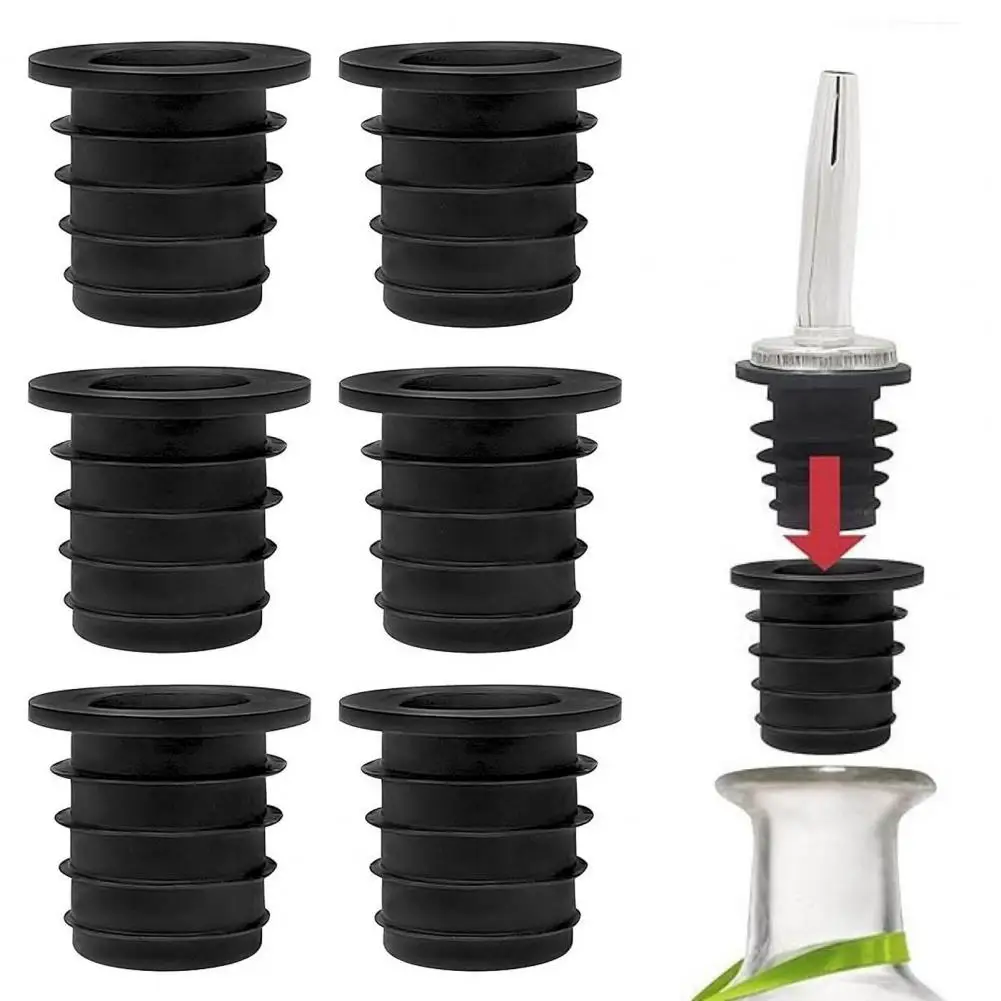 1/6Pcs Silicone Liquor Pourer Adapter Up to 1 Inch/25mm Neck Universal Olive Oil Wine Bottle Spout Convertor Kitchen Gargets