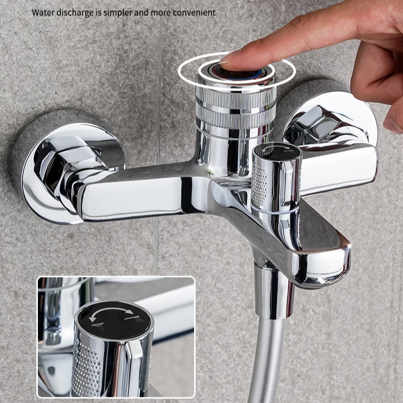 

Household Bathtub Faucets Shower Diverter Hand Sprayer All Copper Wall Mounted Shower Faucet Triple Cold and Hot Water Mixer Tap