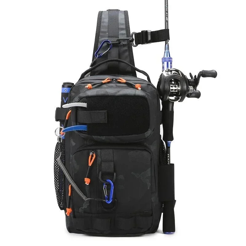 New Lure Box Gear Storage Bag Fishing Tackle Backpack Fanny Pack for Men Fly Fishing Backpack with Rod Holder Sling Shoulder Bag