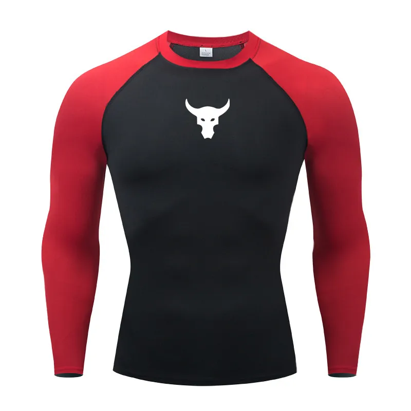 Men Round Neck Quick dry Long-Sleeved Compression Long Sleeved Sports Fitness Tight T-shirt Running