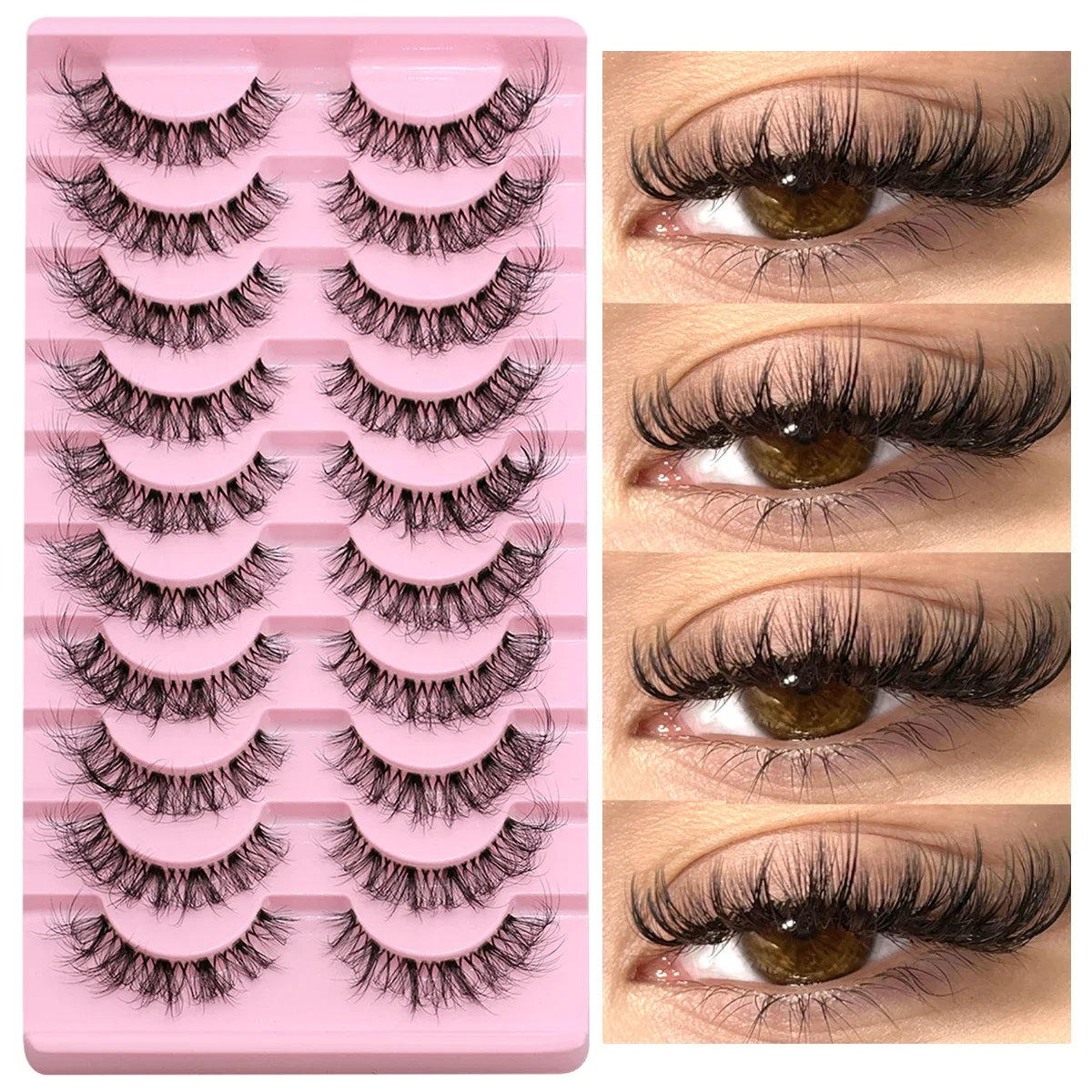 Veltrinay Faux cils oeil de chat cils vaporeux bande claire naturel Faux vison cils moelleux doux vaporeux cils maquillage
