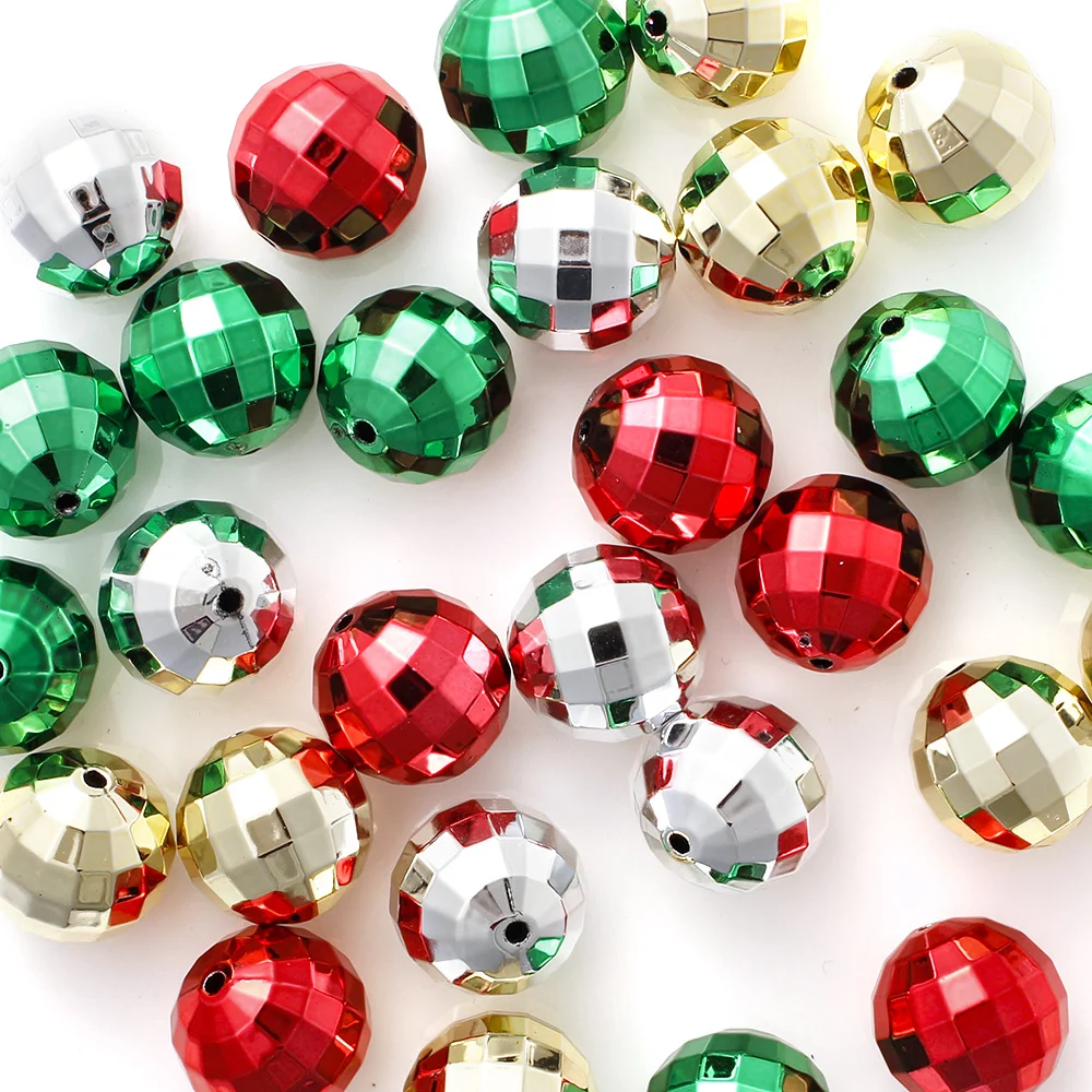 20mm 10 Stück UV-elektroplattierte facettierte Acrylperlen, runde lose Abstandsperlen für Weihnachten, für DIY-Schmuckherstellung und Bastelbedarf – Detail 6