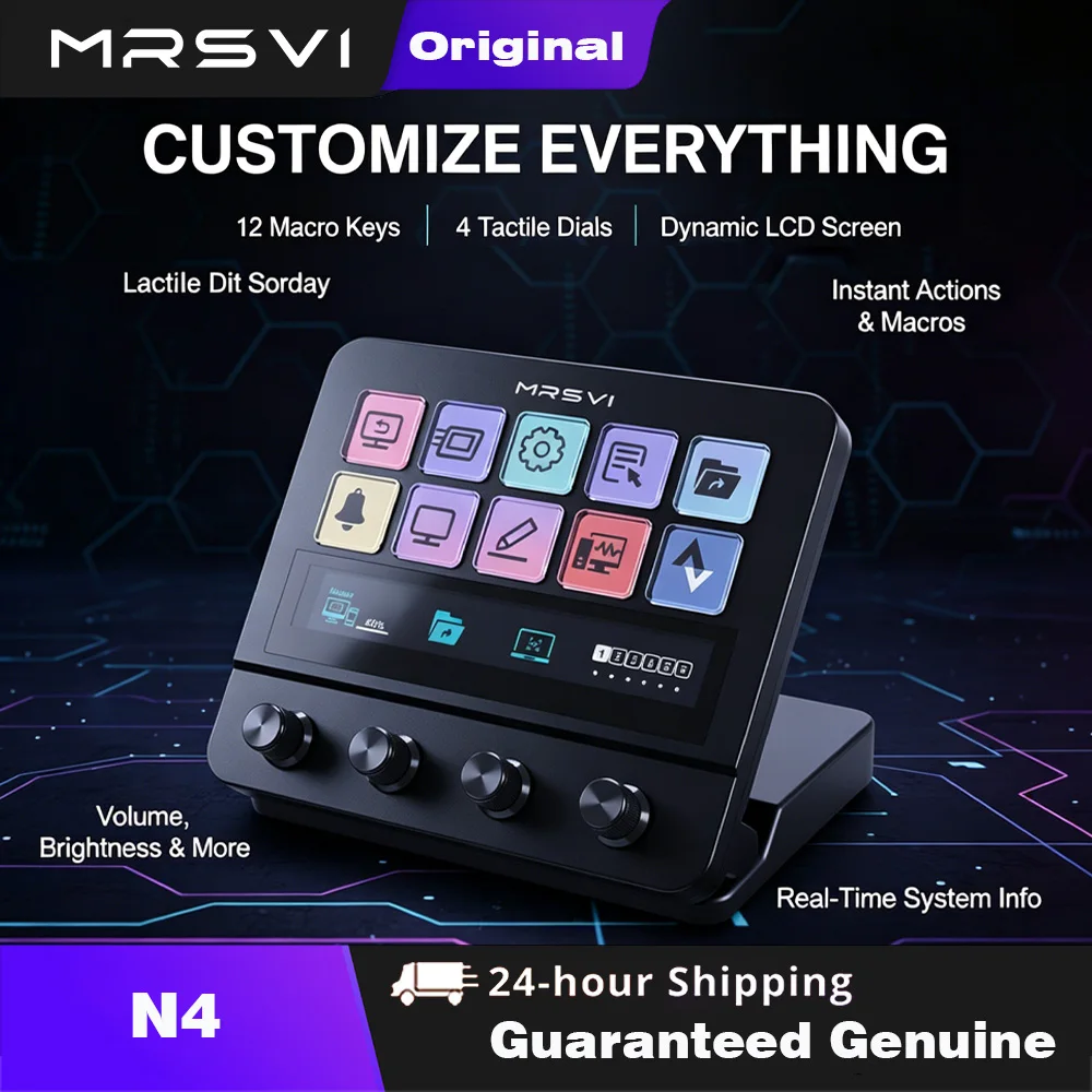 MRSVI N4 Programmierbare Makro-Mini-Tastatur – Benutzerdefinierte Tasten Schreibtisch-Konsolen-Controller für Vielseitige Szenarien