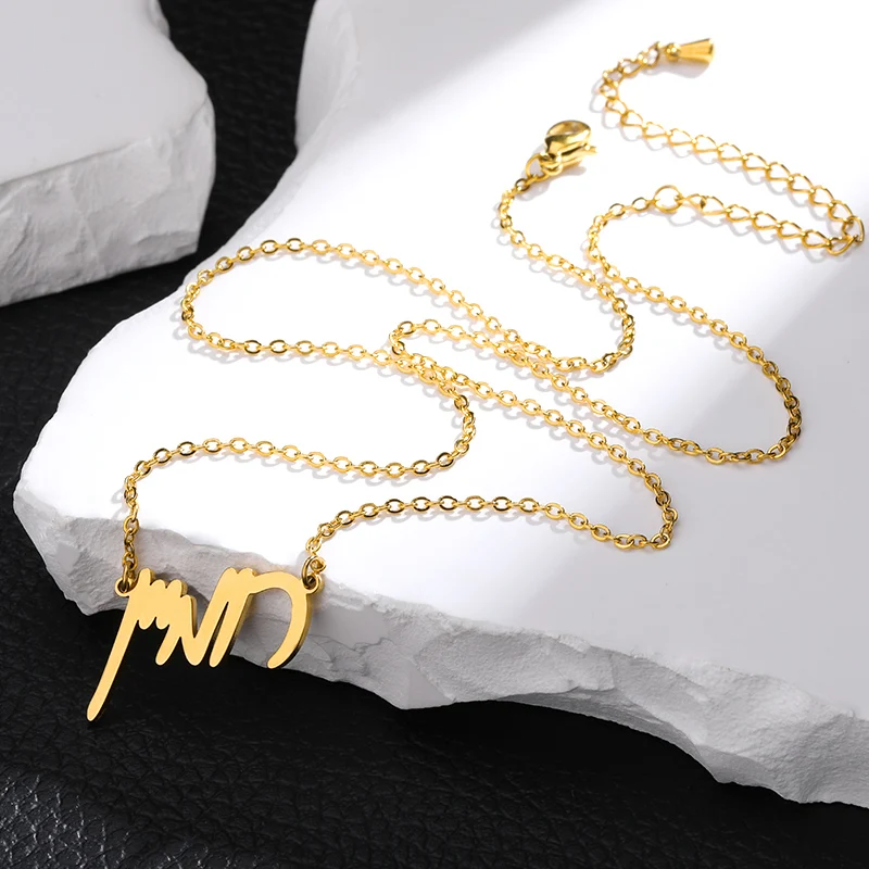 Jewish Ethnic Language Hebrew Name Necklace Personalized Jewelry Stainless Steel Custom Nameplate Necklace Friendship Gifts