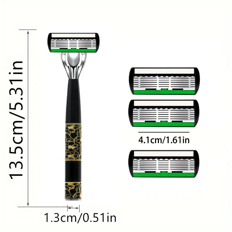 6-Layers Safety Razor Set High Quality Men Razor Sharp Stainless Steel Shaving Changeable Shaver Head Blade ﻿