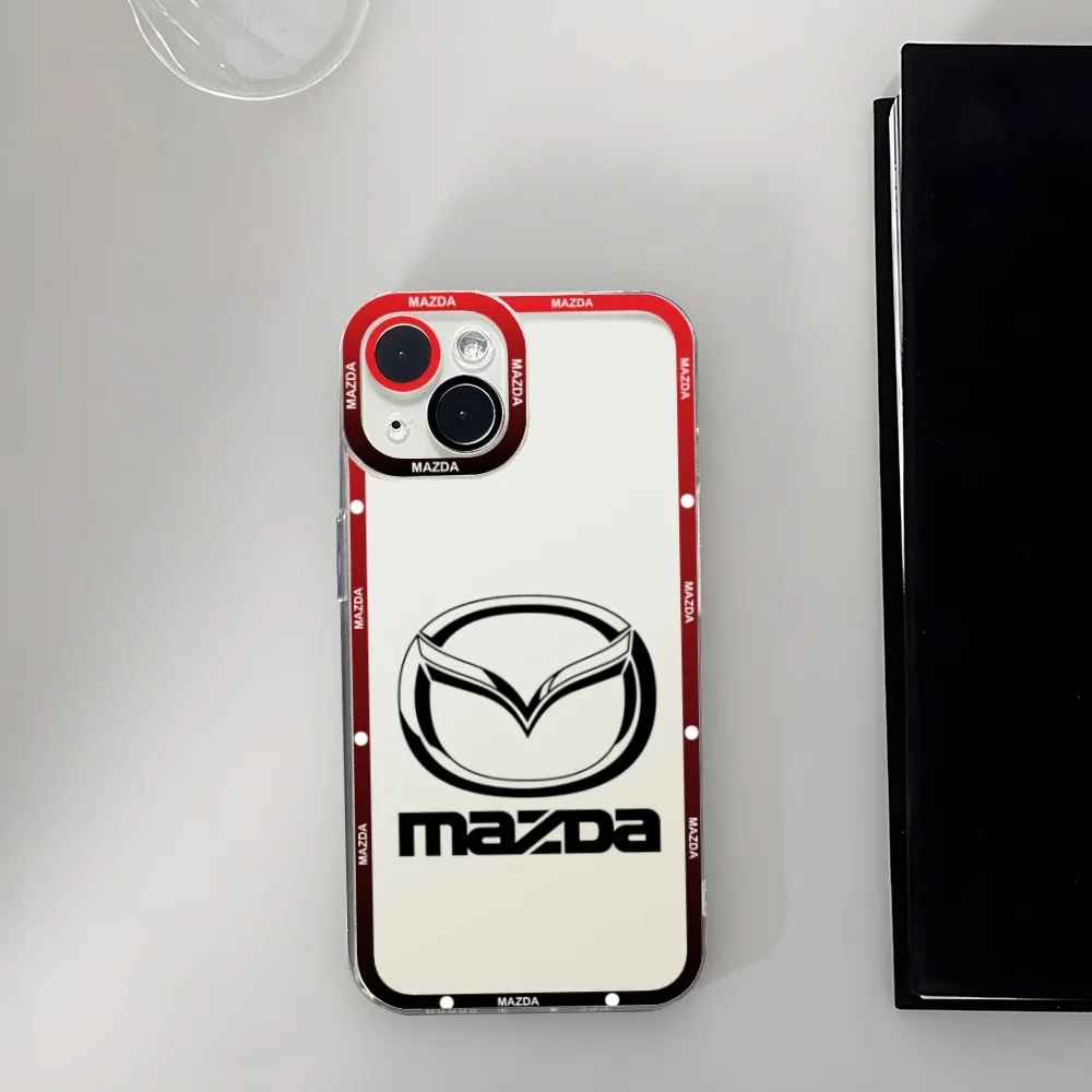 M-MazdaS Car Logo Phone Case for iPhone 15 15ProMax 13 14 12 11 Pro Max Mini Angel Eyes Soft Transparent Cover