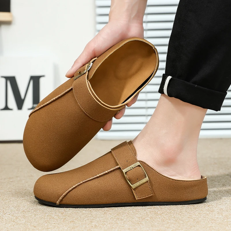 

Summer Half Shoes For Men Flat Shoes Classic Buckle Design Casual Shoes Man Slip-on Shoes Comfortable Non-slip Men's Moccasins