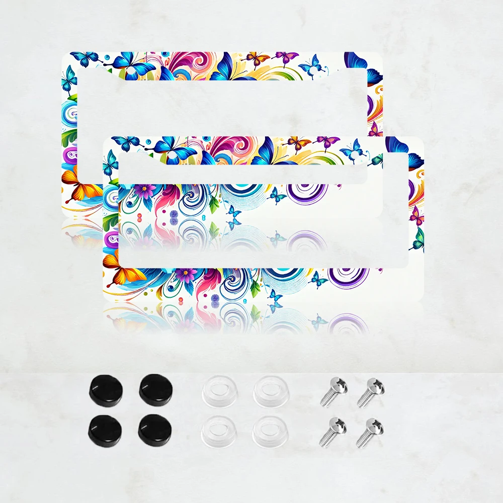 

Рамка для номерного знака с психоделическим изображением радужной бабочки, 2 шт. — легко устанавливается как мужчинами, так и женщинами — металлическая отделка
