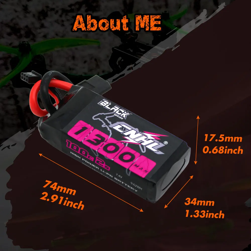 Batterie Lipo CNHL 2S, 7.4V, 1100mAh, 1300mAh, 1500mAh, 100C avec compte 60 ROM T Plug pour RC FPV Avion Drone Hélicoptère Quadcopter, 2Pcs