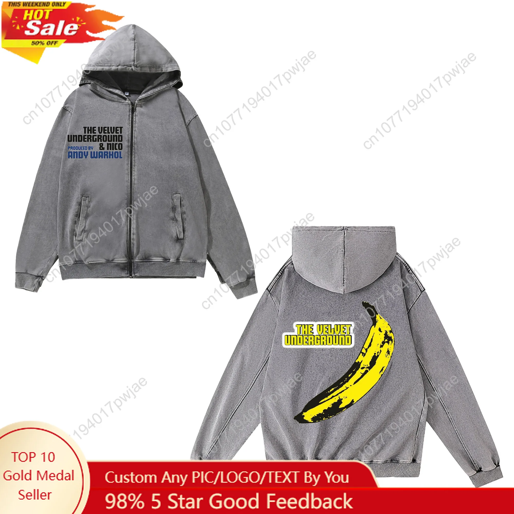 

The Velvet Underground Zipper Sweatshirt Man Woman Vintage Hoodies Sweat Shirt With Pocket Full Zip Customized Jacket Tops