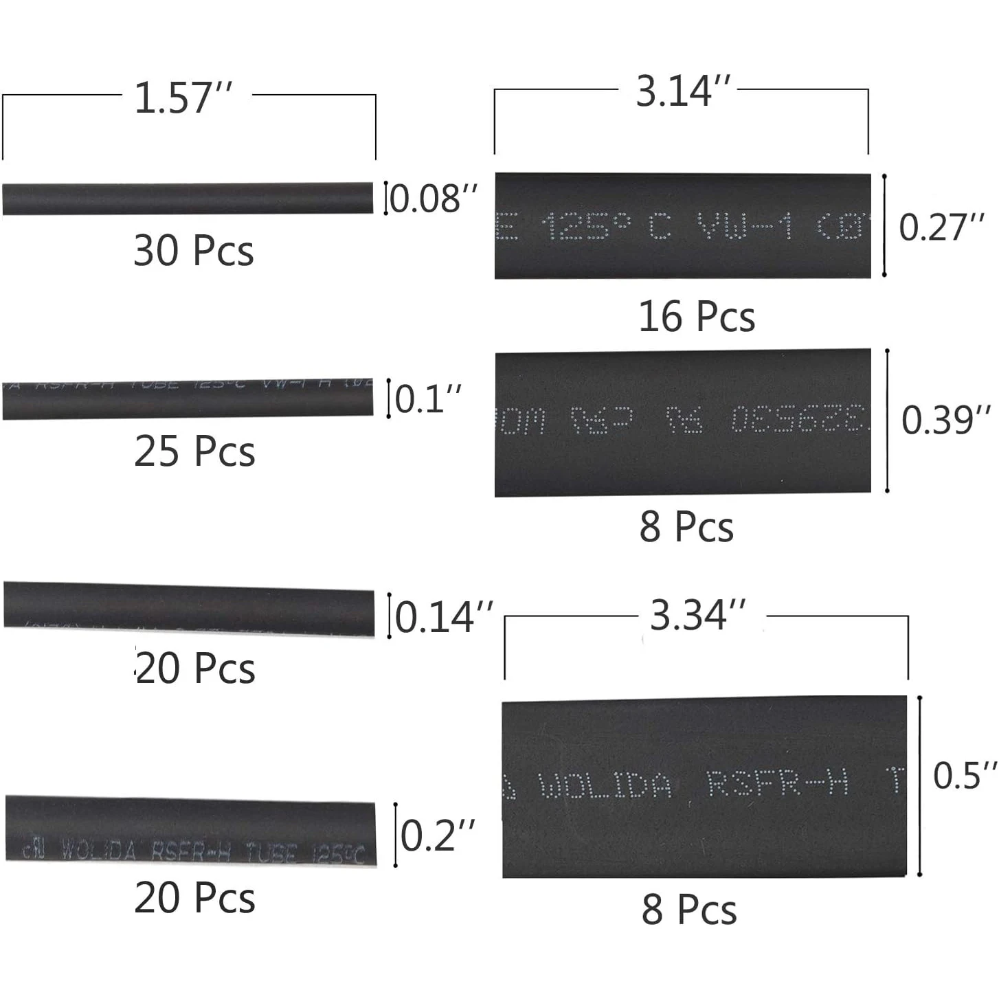 127 قطعة من أنابيب الانكماش الحراري 2:1، تشكيلة لف كابل الأسلاك الكهربائية العازلة للحرارة (7 مقاسات)