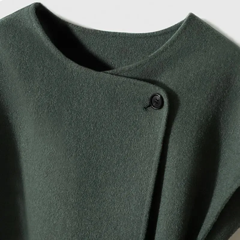 Layered Woolen Vest for Women in Winter New Autumn and Winter Horse Clip Temperament Slimming Lace-up Jacket