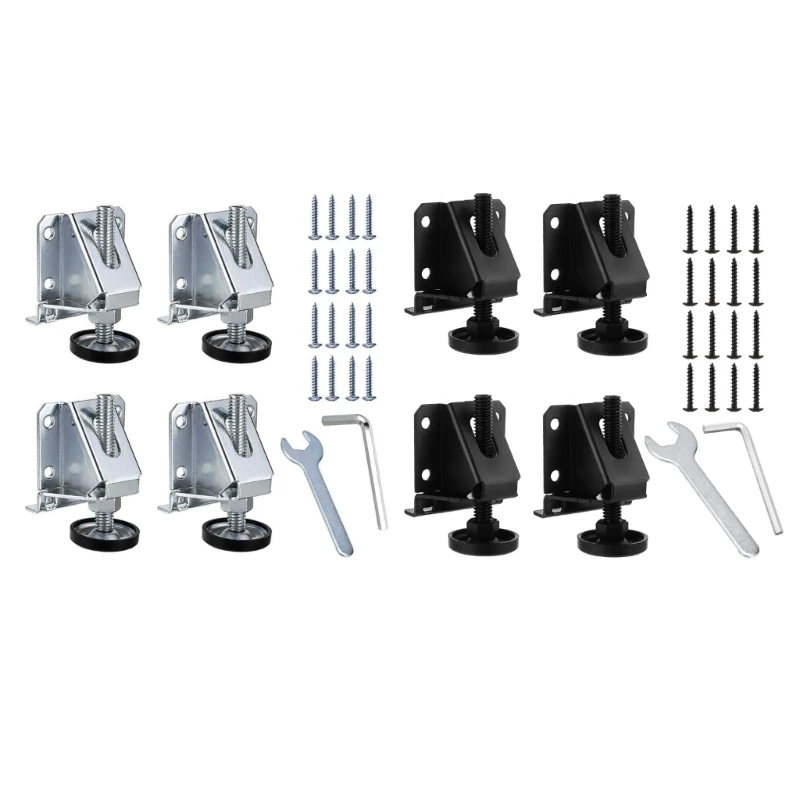 4 Pack Black Leveling Feet Heavy Duty Adjustable Furniture Leveler Legs with Installation Screws Lock and Wrench 918D