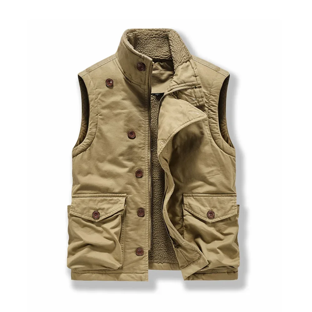 WWII WW2 Vintage Vest Classic Breasted Men's Jacket Sleeveless Fashion Men's Jacket Warm Jacket  Inside