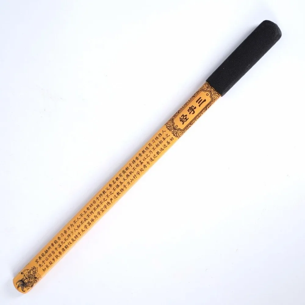 2-in-1 Bamboo Teaching Ruler Thickened Handle Chinese Classical Engraved Teachers Guiding Ruler Double Layer Design