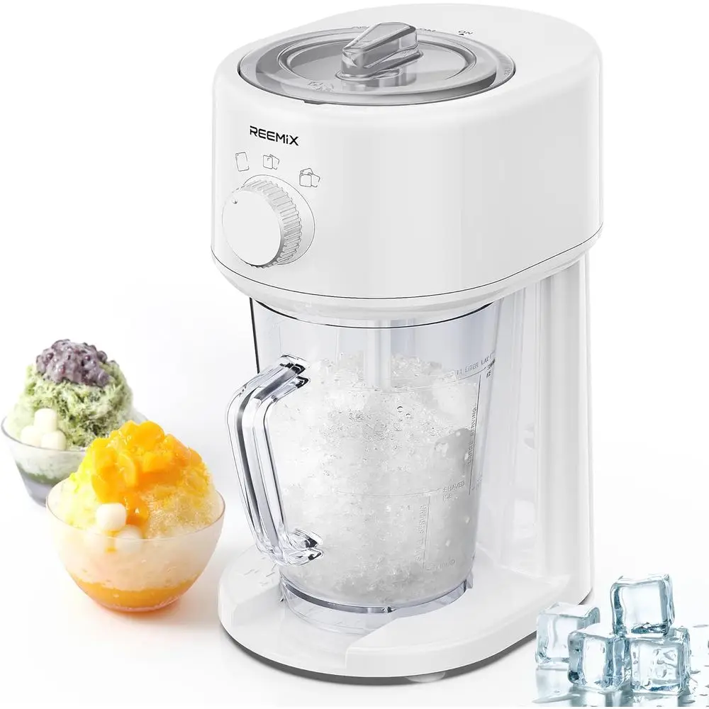 

Reemix Shaved Ice hine, Electric Ice Shaver and Cone hine with Large acity Storage, Portable Ice Crusher Ice ThicknCan be Adjust