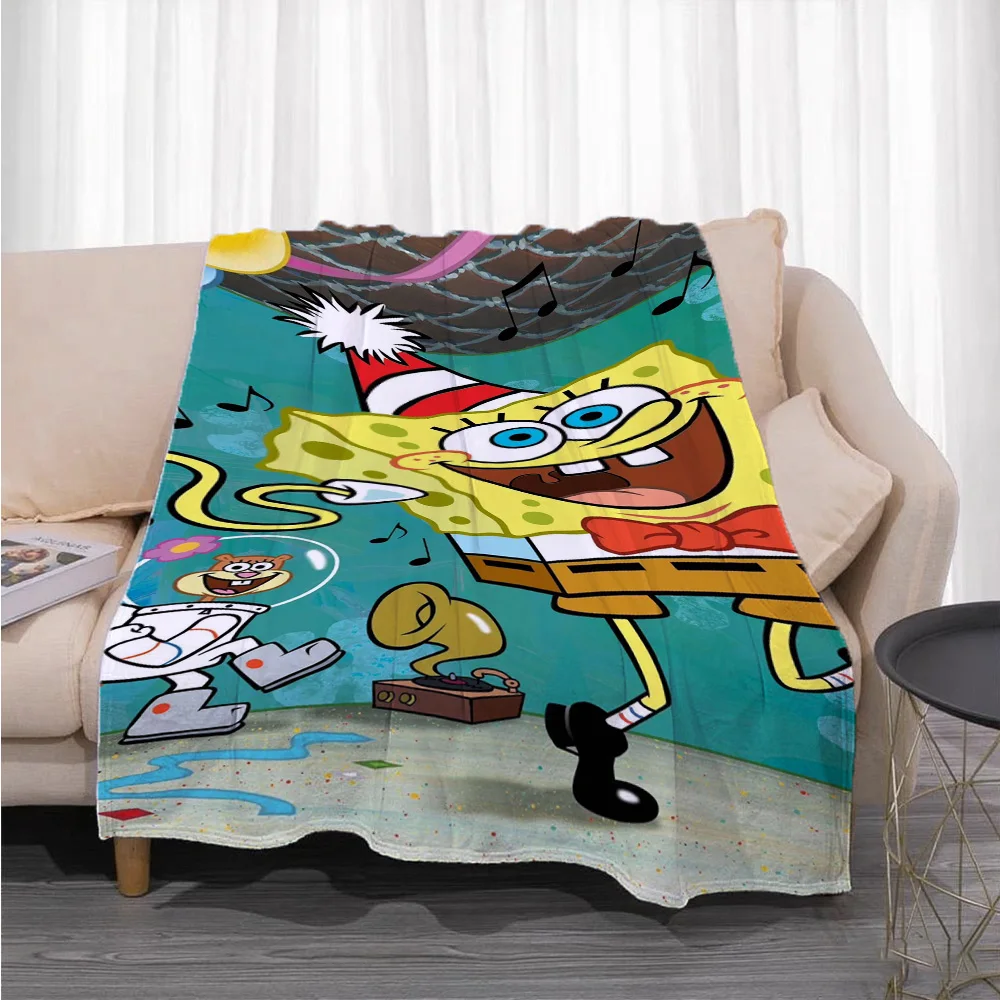 Kawaii S-سبونجبوب أريكة بطانية المفارش والمفروشات بطانيات سرير مزدوجة لفصل الشتاء التخييم الصيف المعزي عيد الميلاد أنيمي #6