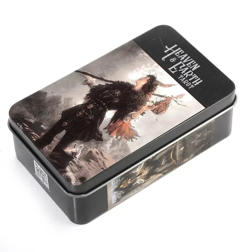 ไพ่ทาโรต์สวรรค์และโลกในกล่องโลหะคุณภาพสูง 78 ใบ ขอบปิดทอง พร้อมคู่มือกระดาษ  ตามหลักไพ่ทาโรต์ไรเดอร์แบบดั้งเดิม