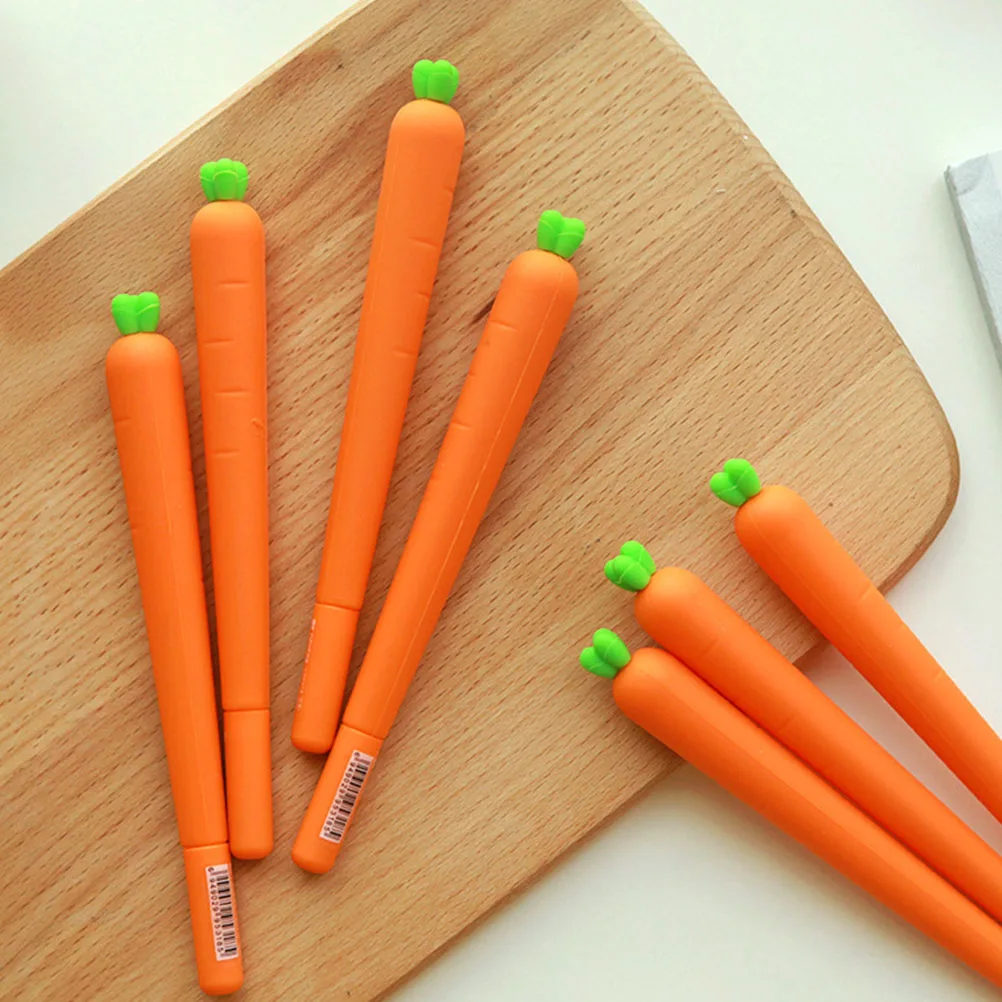 

2 Pcs Gel Ink Pens Office Signature Carrot Carbon Water-based Roller Ballpoint Orange Student Use