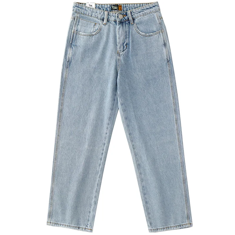 2025 Spring and Autumn New American Retro Denim Jeans Men's Simple 90% Cotton Washed Old Loose Straight Casual Wide Leg Pants