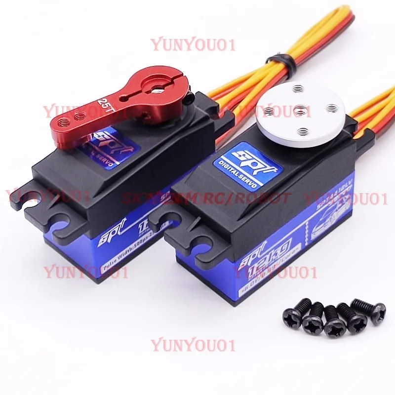 

SPT 4412LV 12kg Metal Tooth Digital Standard Short Body Servo Drift Flat Running Robot Arm 180