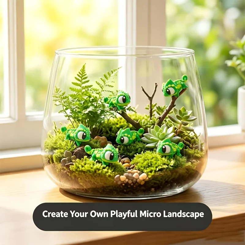 2pcs multi-colored 3D printed big-eyed lizards, collectible statues, aquarium decorations, suitable for water use, indoor decorative ornaments, gifts