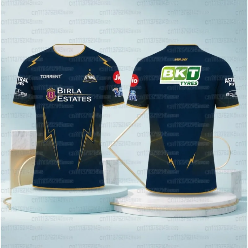 2026 Summer Gujarat Titans IPL Cricket 3D Printed Breathable Quick Drying T-shirt Fans Breathable Round Neck Family Top