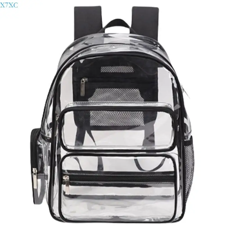 X7XC Fashion Clear Laptop Backpack Casual Daypack PVC School Bag Japanese Backpacks Large Capacity Rucksack for Student