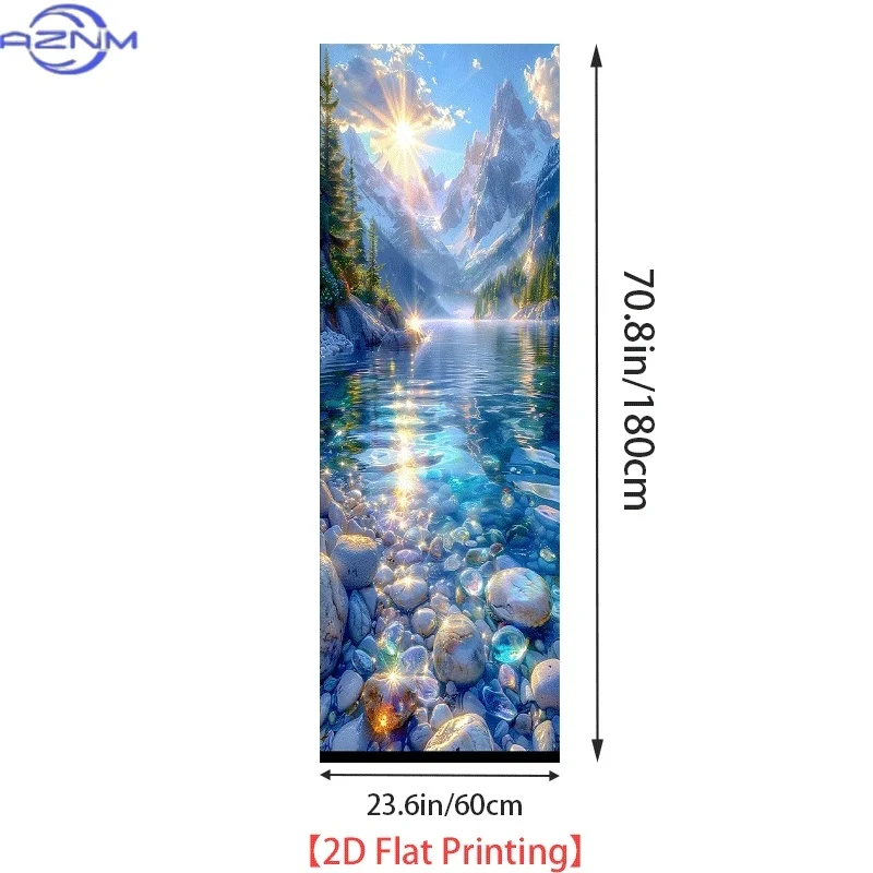 of Refrigerator Sticker Measuring 60X180 Cm Featuring a Theme Scene of a Lake in The Mountains with Sparkling Pebbles, Self-Ad view 3