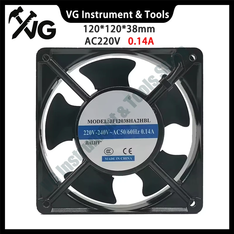 New For JiaFeng Small axial fan exhaust fan ball bearing 220V-240V 50/60Hz 120x120x38mm JF12038HA2HBL AC220V 0.14A cooling fan