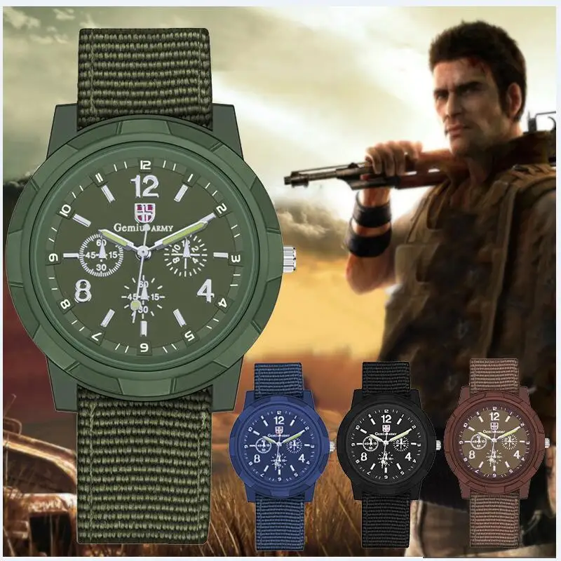 

New Famous Luxury Men Quartz Watch Army Soldier Military Canvas Strap Fabric Analog Wrist Watches Sports Wristwatches Male Clock