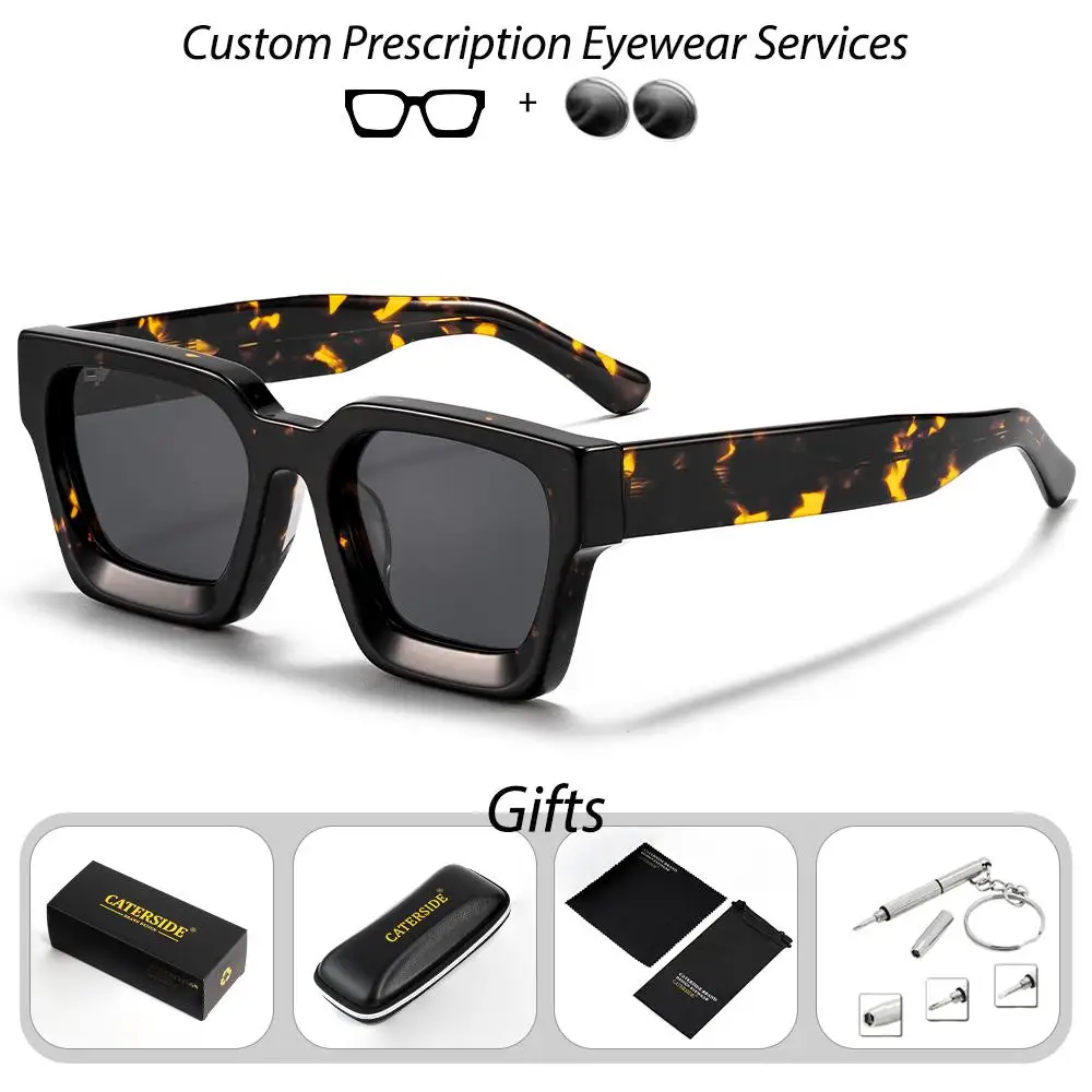 CATERSIDE Vintage Herren-Korrektionsbrille, verdickte quadratische optische Sonnenbrille für Damen, modische Brille für Outdoor-Fahrten – Detail 6