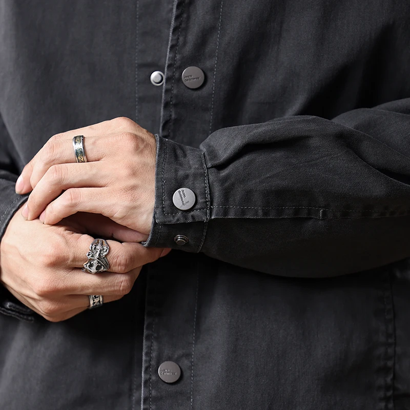 الرجعية الأمريكية غسلها الدنيم سترة الرجال قميص غير رسمي فضفاض العلامة التجارية العصرية وسيم عمال سترة ربيع الخريف الموسم