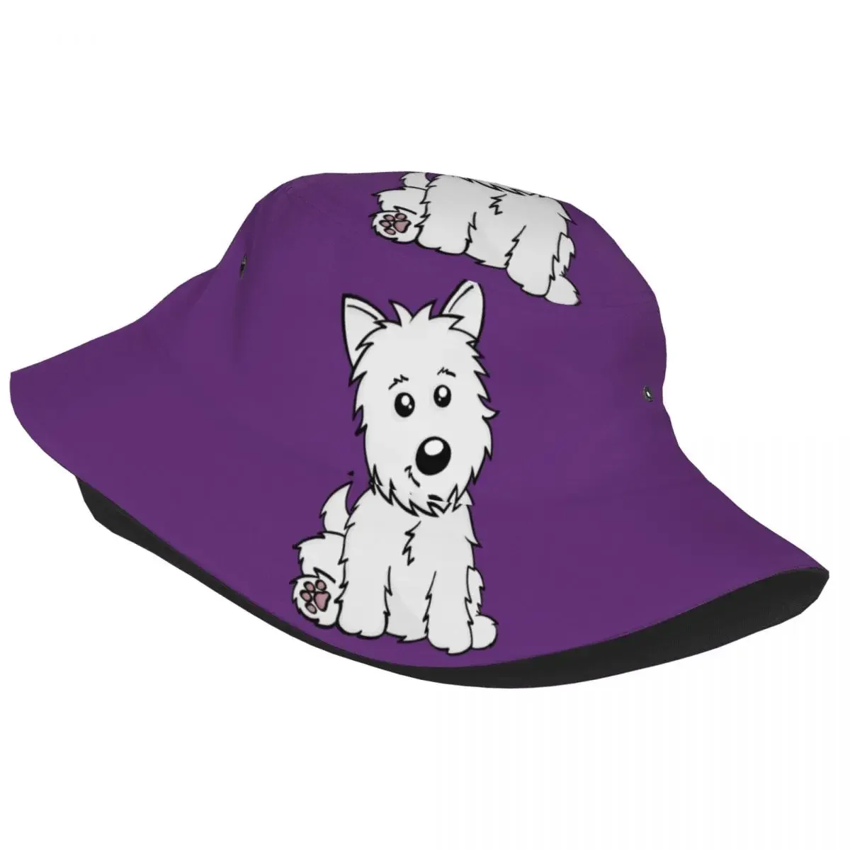 Cute Cartoon Westie Dog Bucket Hat Unisex Personalized Summer Travel Beach West Highland White Terrier Hats