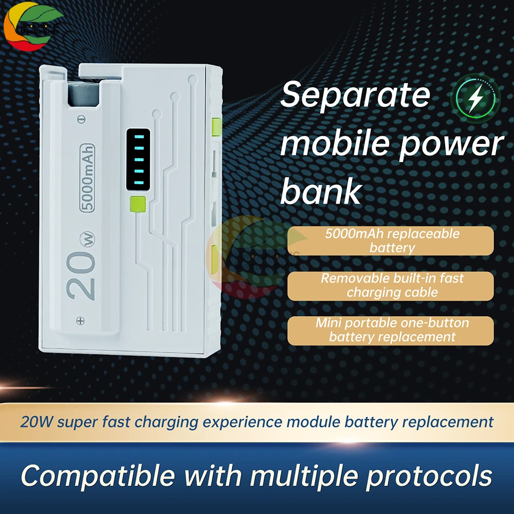 

1 Section 21700 Battery Box DIY Kit With Ejector Plug Mobile Power Shell 20W Fast Charging Dual Mode Support Small Current