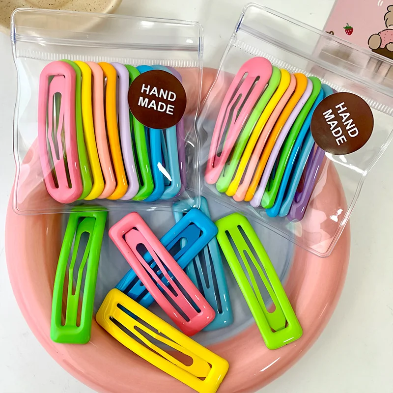 

10pcs/bag Snap Baby Hair Clips Colorful Geometric Metal Hairpins Set Baby Girls Sweet Hairgrips Kids Hair Accessories