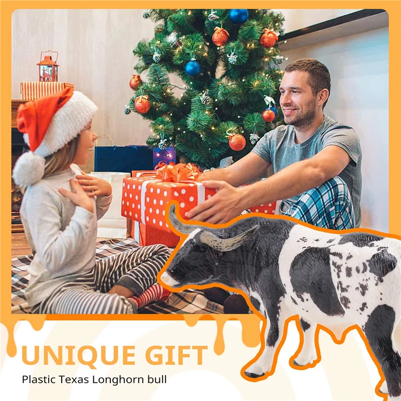 A19Q-Plastica Texas Longhorn Toro Bovini Animali Action Figures Statico Collezione di modelli carini Modello di mucca Giocattoli per bambini