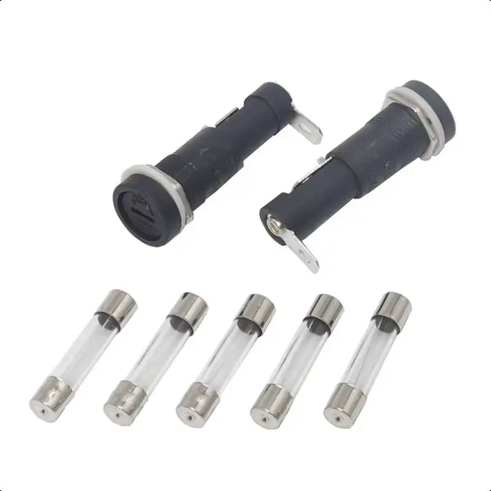 【3-1PCS】15A 250V Glass Fuse holders 6x30 Black Insurance Tube Socket Panel Mount Fuse Socket Copper  0.1A-30A