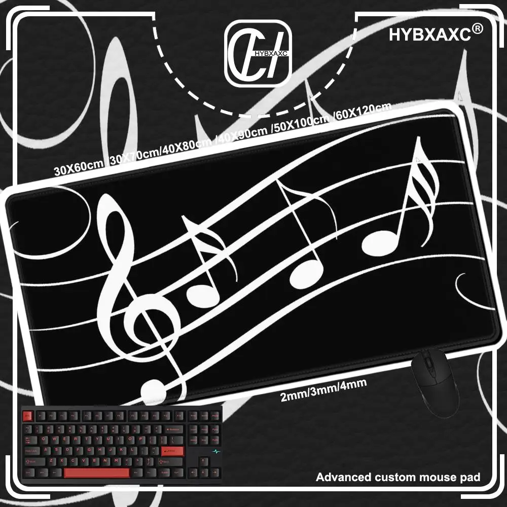 Black Musical Symbols Mouse Pad Mouse Mat Desk Mat With Pad Gaming HYBXAXC Prime Gaming XXL Keyboard Pad Stitch Padding Mat