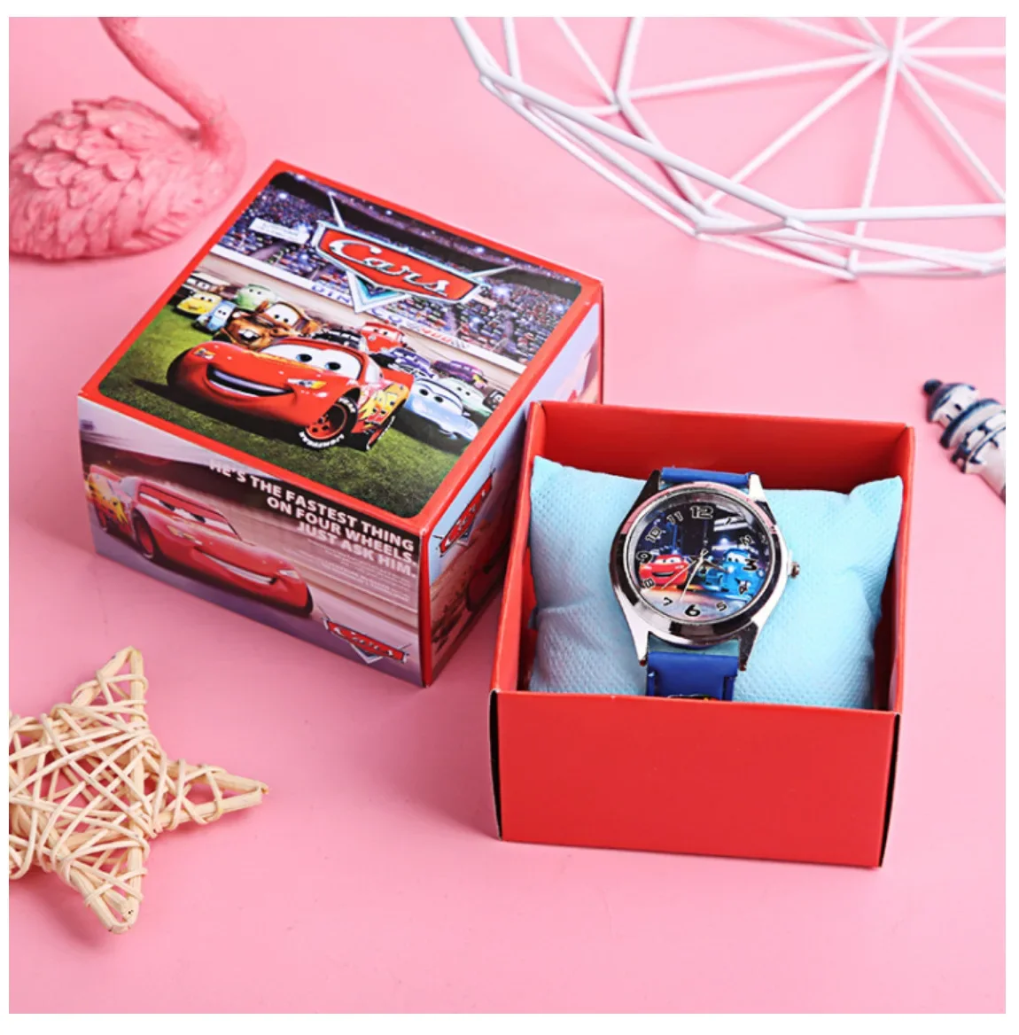 Disney-Montre Minnie Mouse pour enfants, figurine d'anime, montres de dessin animé pour garçons et filles, cadeaux pour enfants, jouets avec boîte