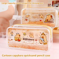 Multifunctional Portable Pen Bag Cartoon Capybara Stationery Storage Bag Office School Supplies Student Pencil Case Gifts