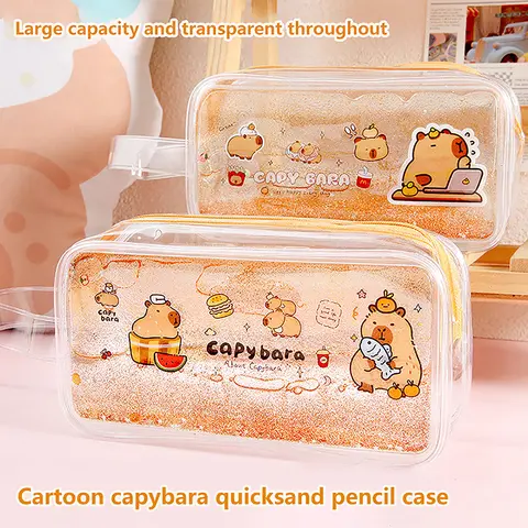 다기능 휴대용 펜 가방 만화 Capybara 편지지 보관 가방 사무실 학교 용품 학생 연필 케이스 선물