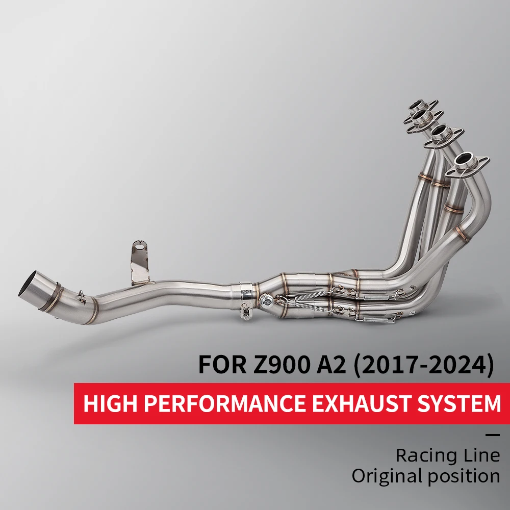 

For Z900 A2 2017 - 2024, complete motorcycle exhaust system silencer, 51mm front head connection pipe