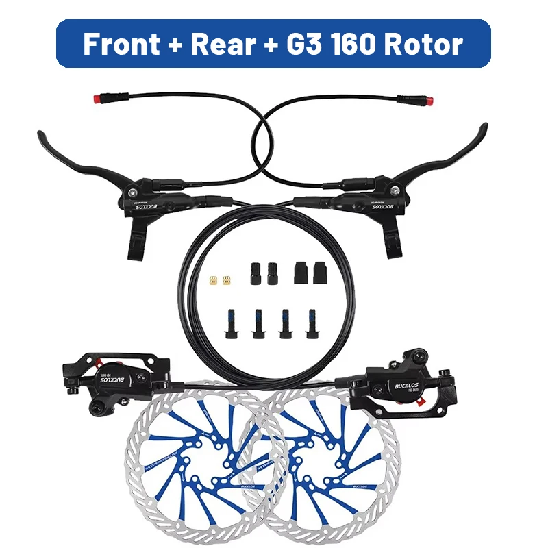 BUCKLOS Power Off elektrische fietsremmen 2-zuiger met G3-rotor E-bike hydraulische schijfremset aluminium fietsremmen