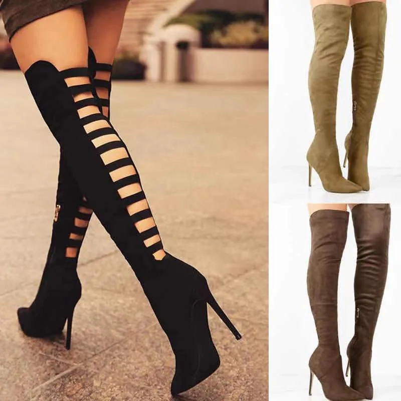 Classics Women's Boots Over The Knee Fashion Chelsea Boots Stiletto New Suede Artificial Short Plush Pole Dance Shoes Women Shoe