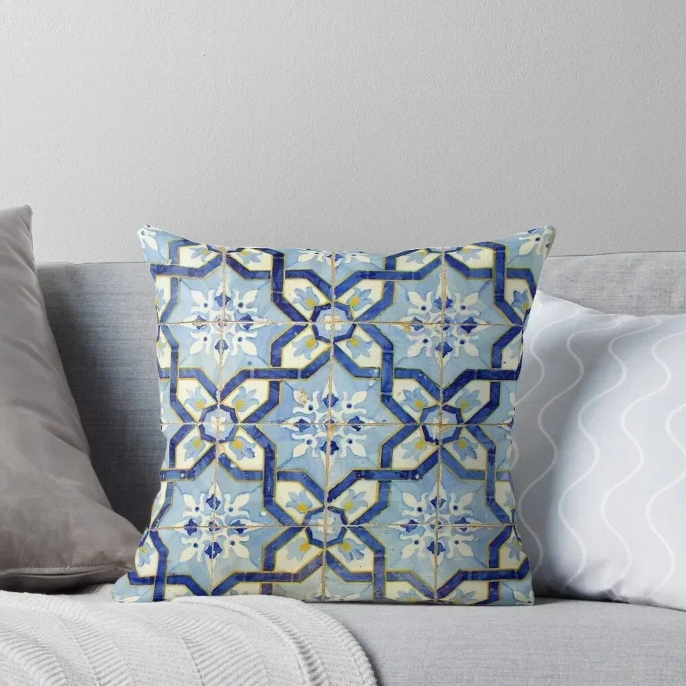 Portuguese tiles. Blue flowers and background Throw Throw Pillow pillows decor home home decor items Couch Pillows pillow