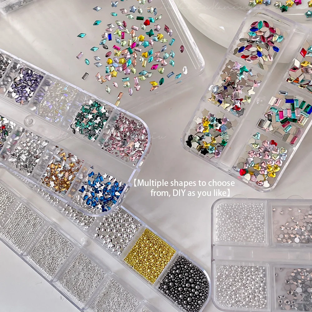 شكل مختلط ملون الزركون اللؤلؤ الصلب حبة مسمار الفن الديكور متعدد الحجم شقة الظهر حجر الراين مسمار هلام Diy بها بنفسك مسمار الملحقات